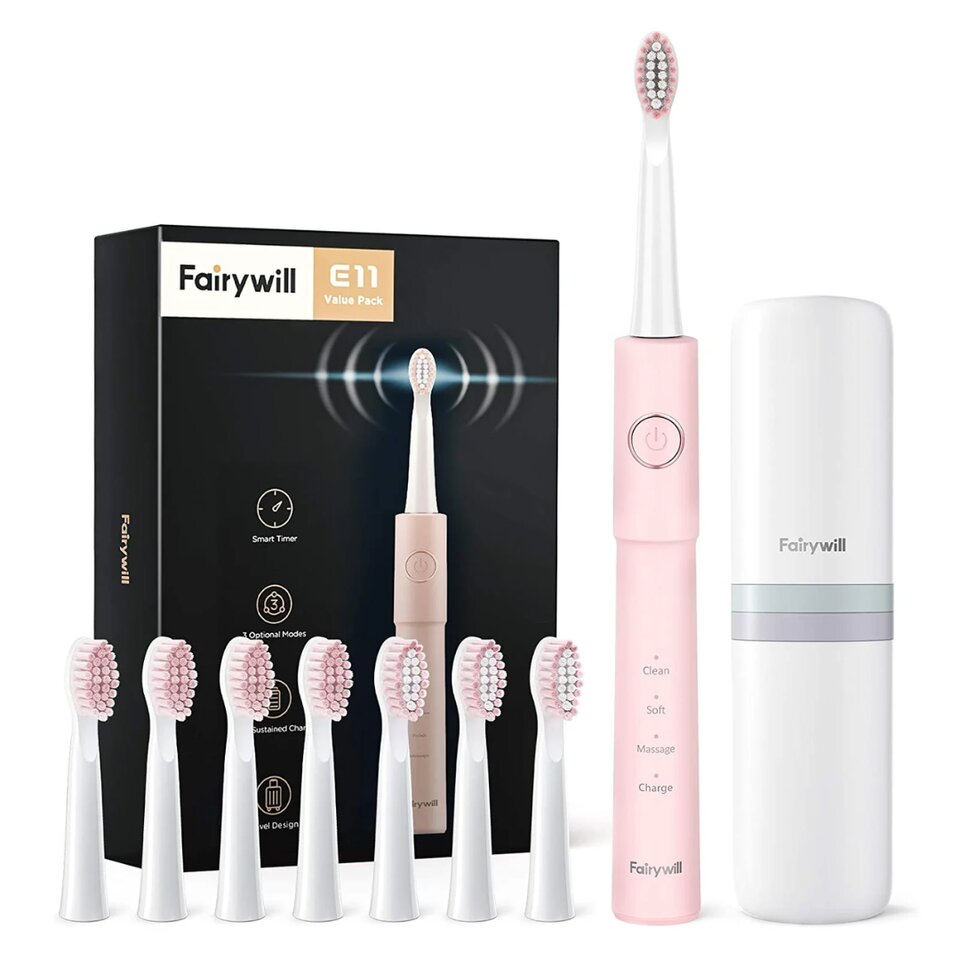 fairywill-e11-sonic-electric-toothbrush-with-8-bursh-heads-travel-case-pink-250603022550