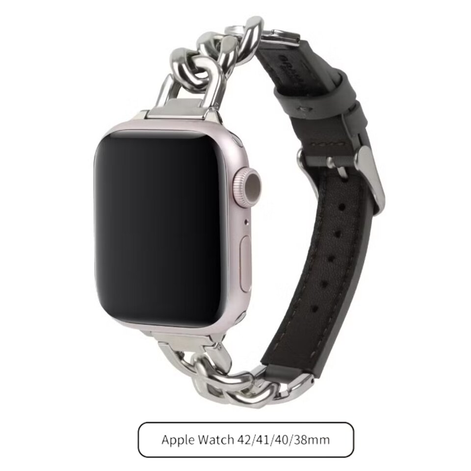 gramas-colors-cornet-leather-chain-watch-band-compatible-with-apple-watch-41mm-40mm-38mm-strap-khaki-260804020435